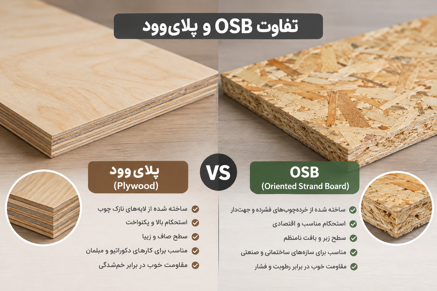 تفاوت OSB و پلای وود